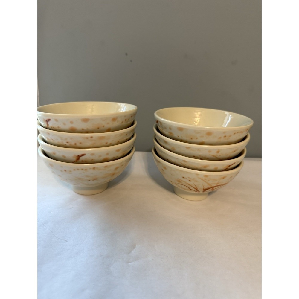 Melamine JanCo OR-5705 10 Oz 4.75" Rice Bowl Set Of 8 Orchid Asian Pattern